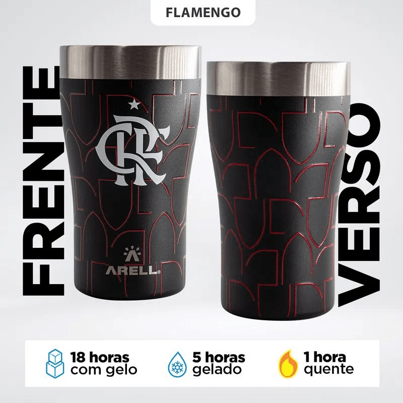 Copo Térmico Flamengo CRF Preto Arell 500ml